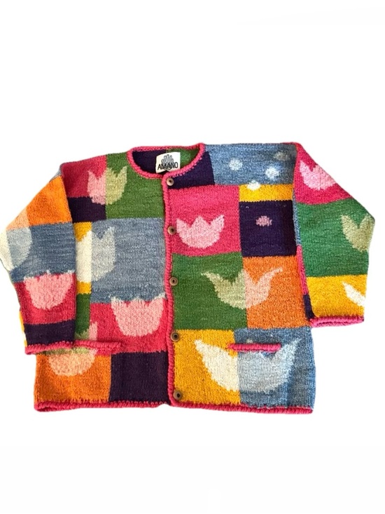 Amano Sweaters - Vintage Amano Cardigan Women's
XL Multicoloured Tulips Handknit
Handmade Bolivia